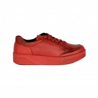 Дамски спортни обувки от естествена кожа в тъмночервен цвят