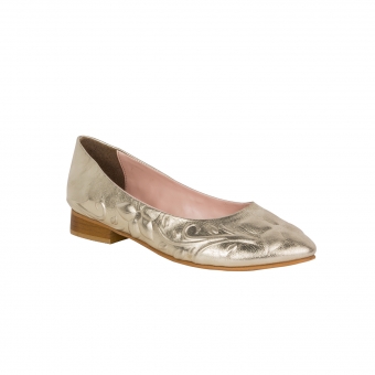 Дамски ежедневни обувки от естествена кожа в златист цвят