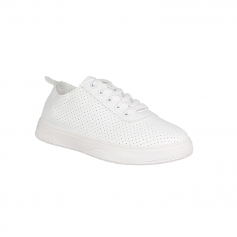 Дамски спортни обувки от еко кожа в бял цвят