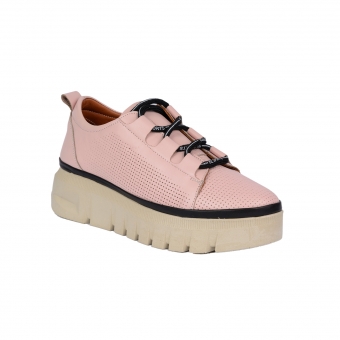 Дамски ежедневни обувки от естествена кожа в розов цвят