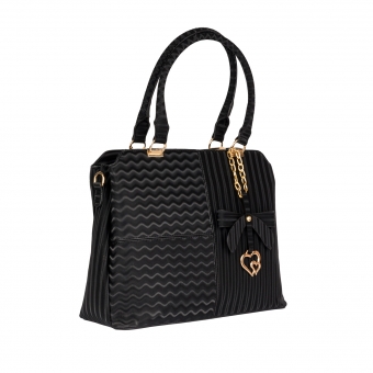 Дамска ежедневна чанта от еко кожа в черен цвят