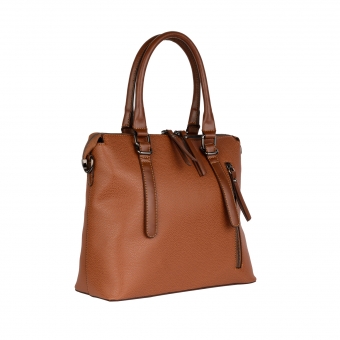Дамска ежедневна чанта от еко кожа в кафяв цвят