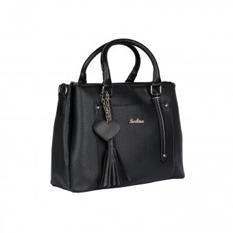 Дамска ежедневна чанта от еко кожа в черен  цвят