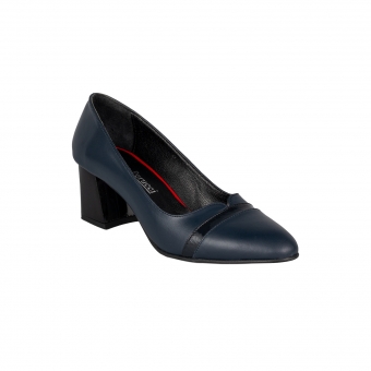 Дамски елегантни обувки от естествена кожа в тъмно син цвят
