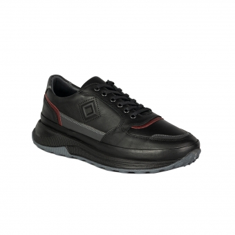 Мъжки спортни обувки от естествена кожа в черен цвят