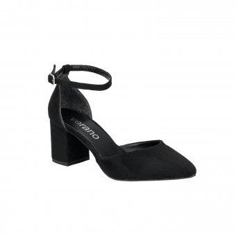 Дамски елегантни обувки от еко велур в черен цвят