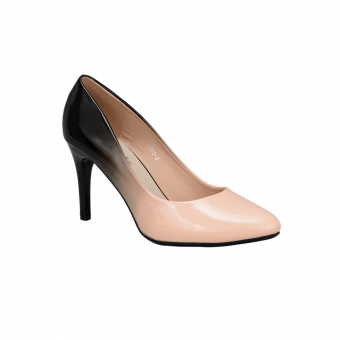 Дамски елегантни обувки от еко лак в бежов цвят