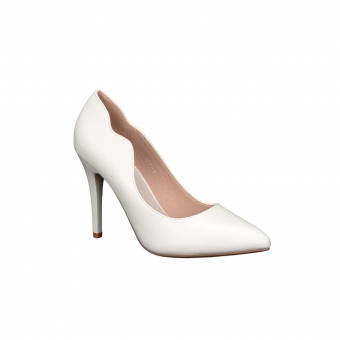 Дамски елегантни обувки от еко кожа в бял цвят