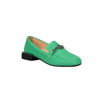 Дамски ежедневни обувки от естествена кожа в зелен цвят