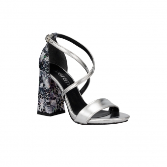 Дамски елегантни обувки от еко кожа в сребрист цвят