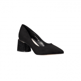 Дамски елегантни обувки от изкуствен велур в черен цвят