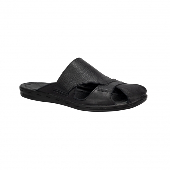 Мъжки ежедневни чехли от естествена кожа в черен цвят