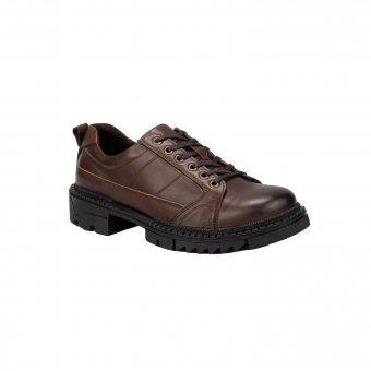Мъжки ежедневни обувки от естествена кожа в тъмнокафяв цвят