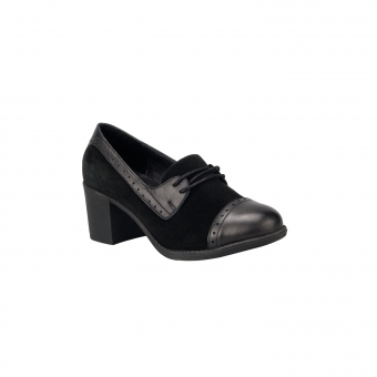 Дамски ежедневни обувки от естествен велур и естествена кожа в черен цвят