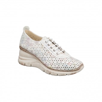Дамски ежедневни обувки от естествена кожа в сребристобял цвят