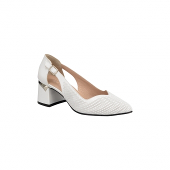 Дамски елегантни обувки от естествена кожа в бял цвят