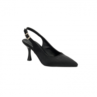 Дамски елегантни обувки от сатен в черен цвят