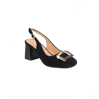 Дамски елегантни обувки от еко велур в черен цвят