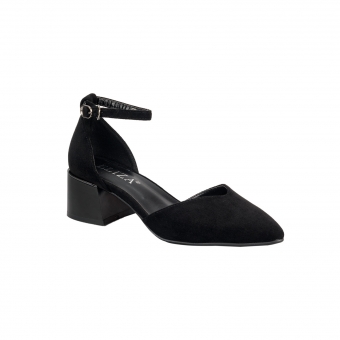 Дамски елегантни сандали от еко велур в черен цвят