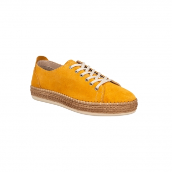 Дамски спортни обувки от естествен велур в жълт цвят