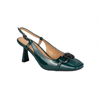 Дамски елегантни обувки от еко кожа в синьозелен цвят