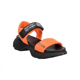Дамски спортни сандали от естествена кожа в оранжев цвят