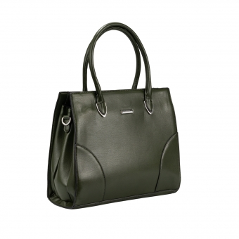 Дамска ежедневна чанта от еко кожа в тъмнозелен цвят.