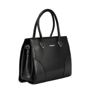 Дамска ежедневна чанта от еко кожа в черен цвят.