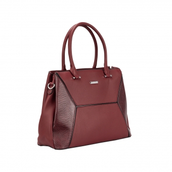 Дамска ежедневна чанта от еко кожа в цвят бордо.