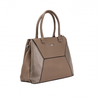 Дамска ежедневна чанта от еко кожа в сив цвят.