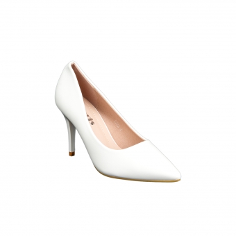 Дамски елегантни обувки от еко кожа в бял цвят.