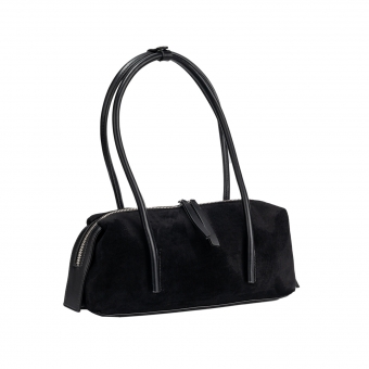 Дамска чанта от еко велур в черен цвят.