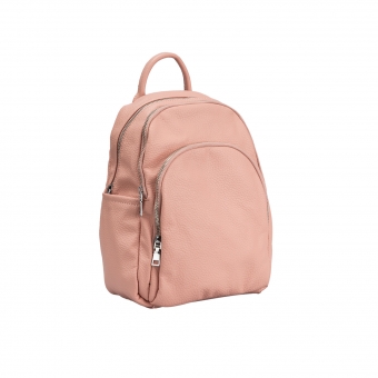 Дамска раница от еко кожа в светлорозов цвят,с изчистен дизайн.