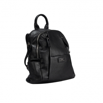 Дамска чанта-раница от еко кожа в черен цвят,с изчистен дизайн.