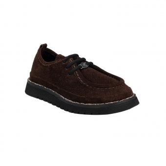 Дамски ежедневни обувки от естествен велур в тъмнокафяв цвят.