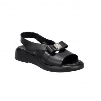 Дамски ежедневни сандали от естествена кожа в черен цвят.