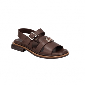 амски ежедневни сандали от естествена кожа в кафяв цвят.